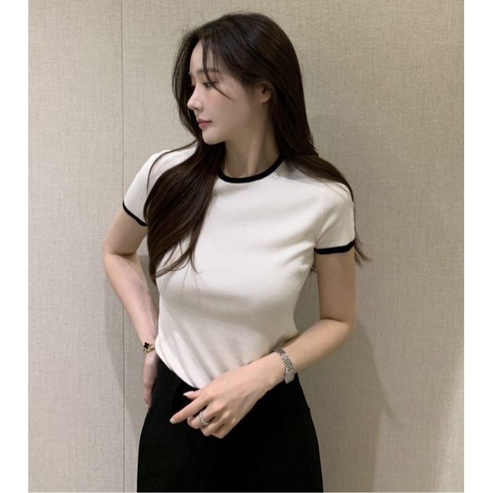 Korean Women Lifestyle - Chic Summer New Thin Color Block