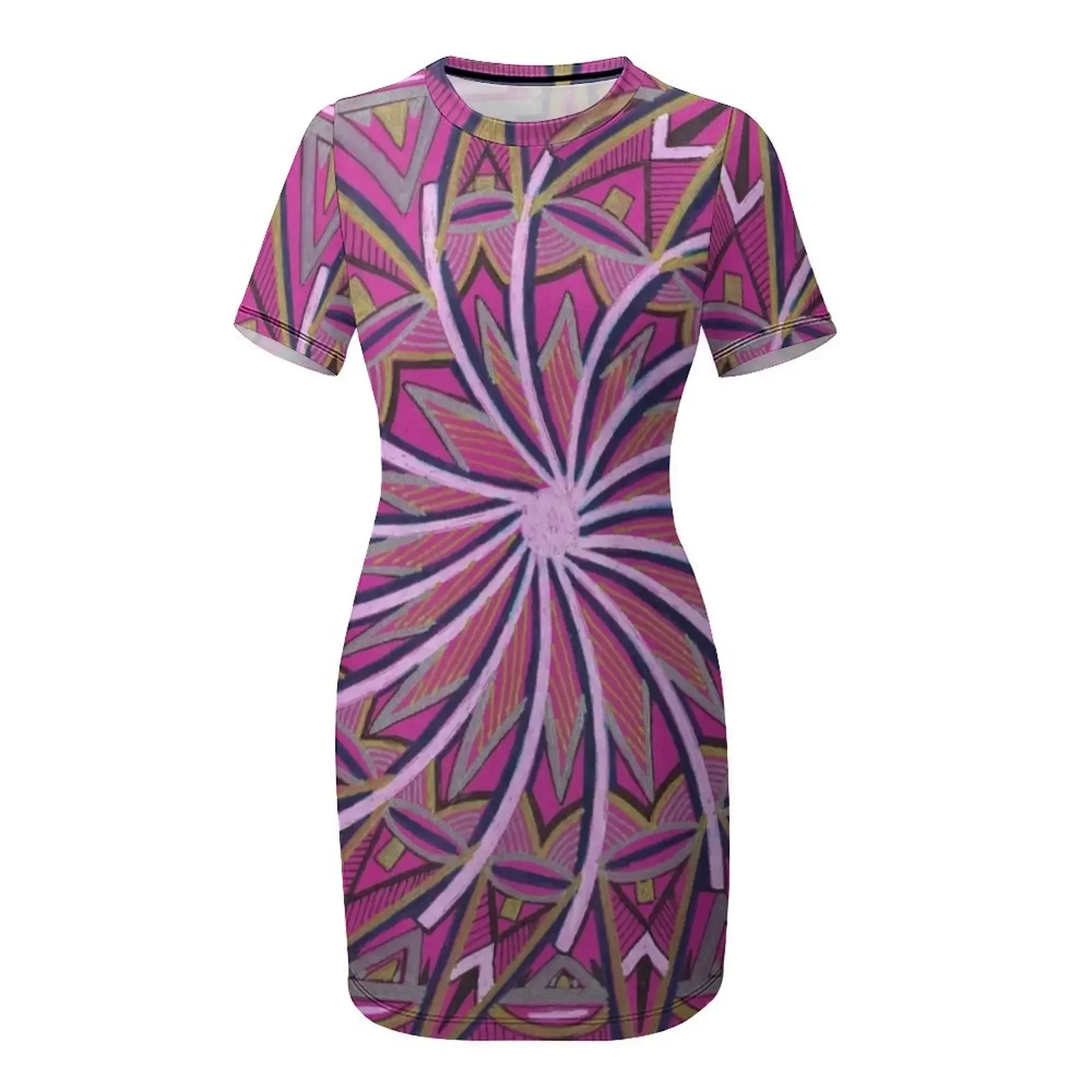 WHEEL OF LIFE Short-Sleeved Dr - Korean Women Lifestyle reseña y precio