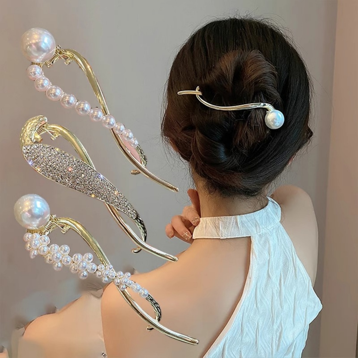 Elegant Glitter Pearl Hair Cli - Lifestyle In Korean reseña y precio