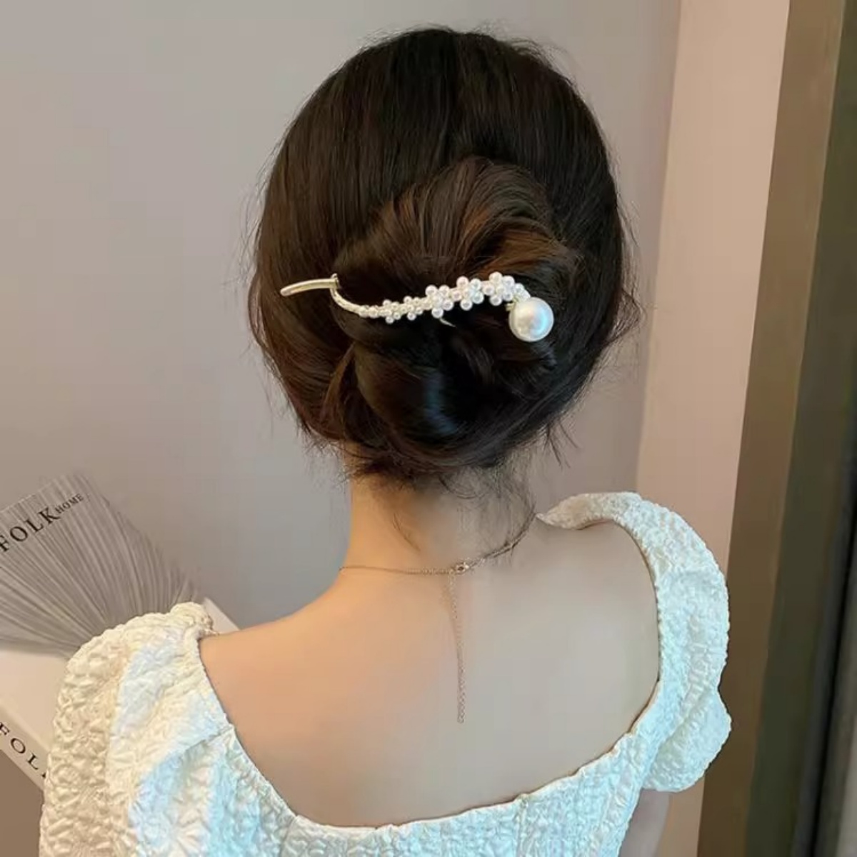 Elegant Glitter Pearl Hair Cli - Lifestyle In Korean reseña y precio